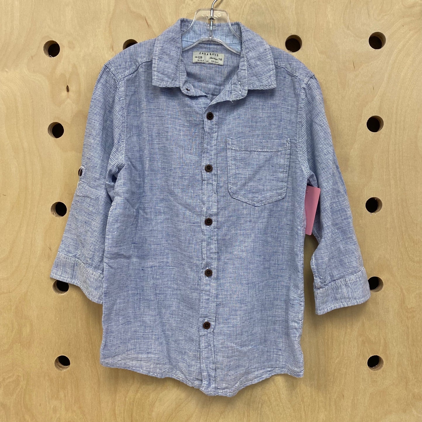 Blue + White Linen Blend Shirt