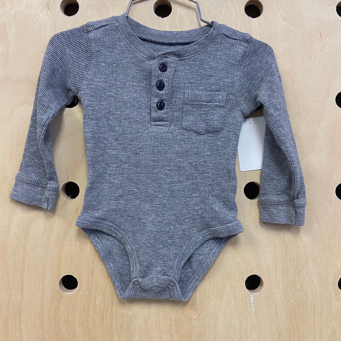 Grey Ribbed Henley Bodysuit