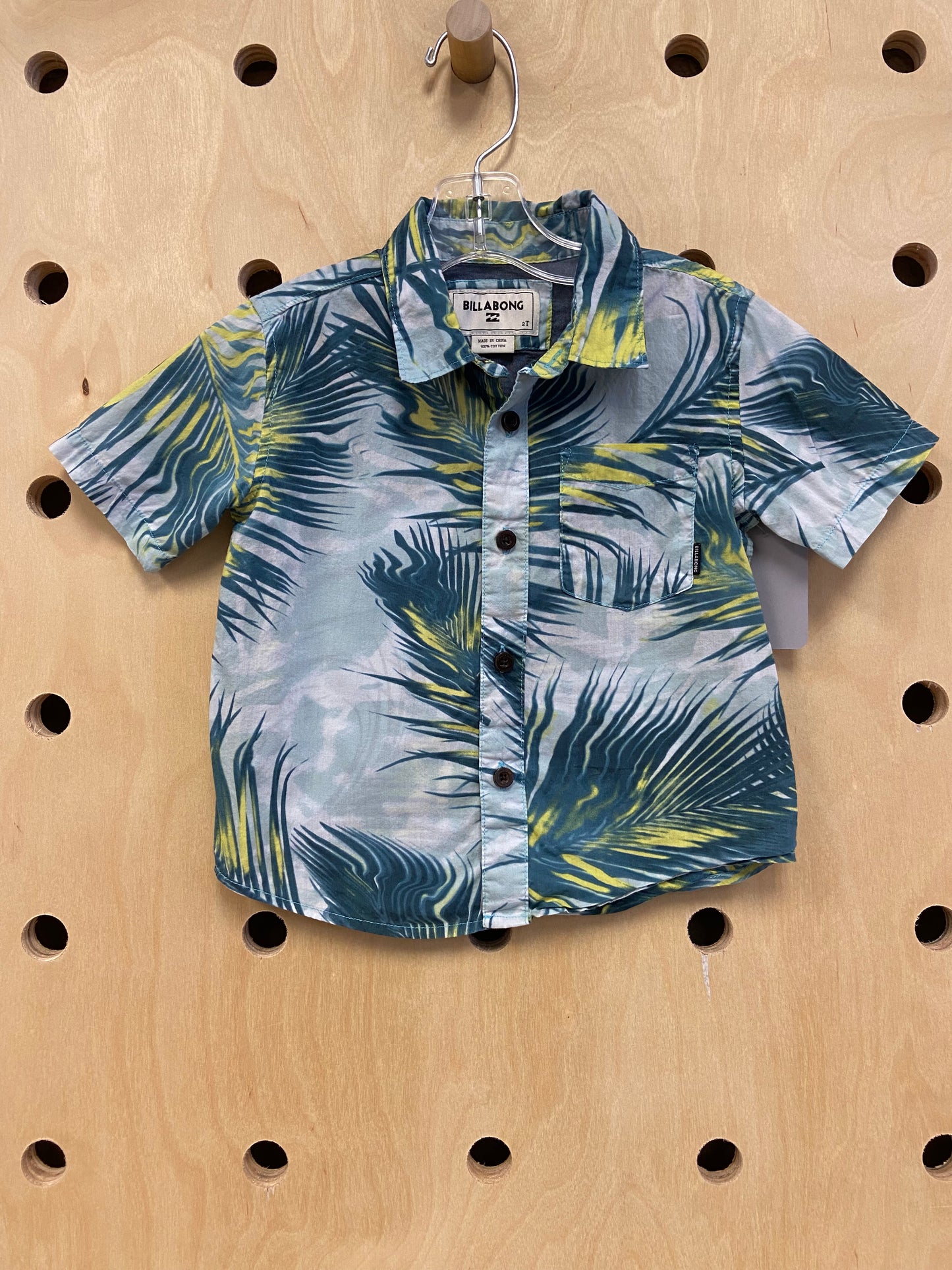 Blue Palm Leaf Button Up Shirt
