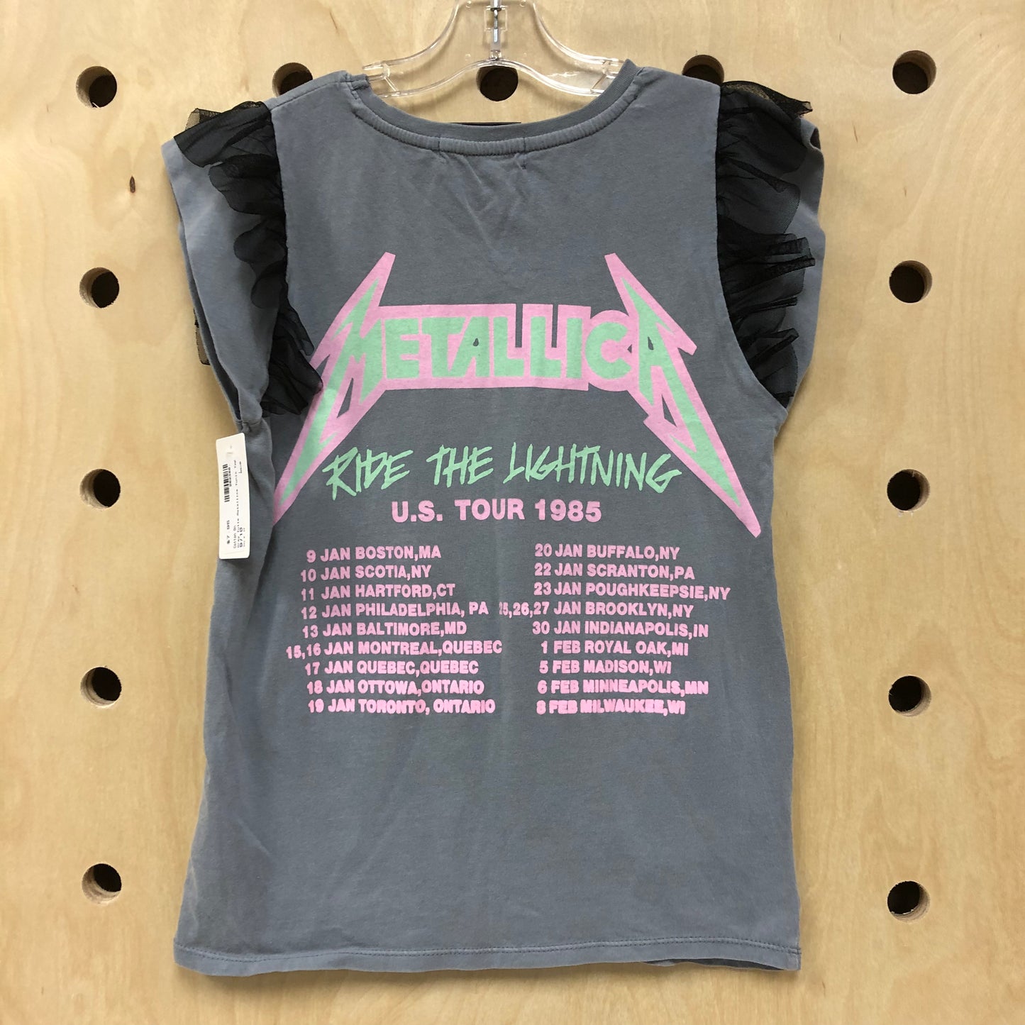 Grey Tulle Metallica Tunic Top