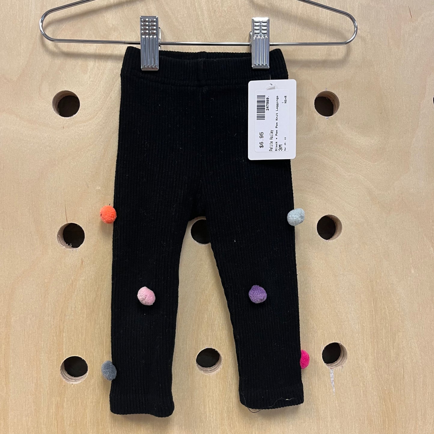 Black + Pom Pom Knit Leggings