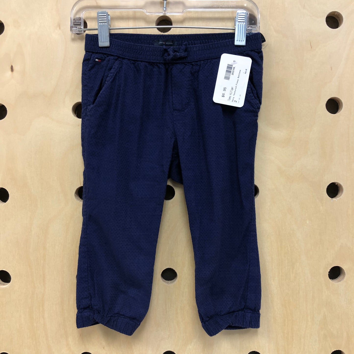Navy Textured Flowy Bottoms