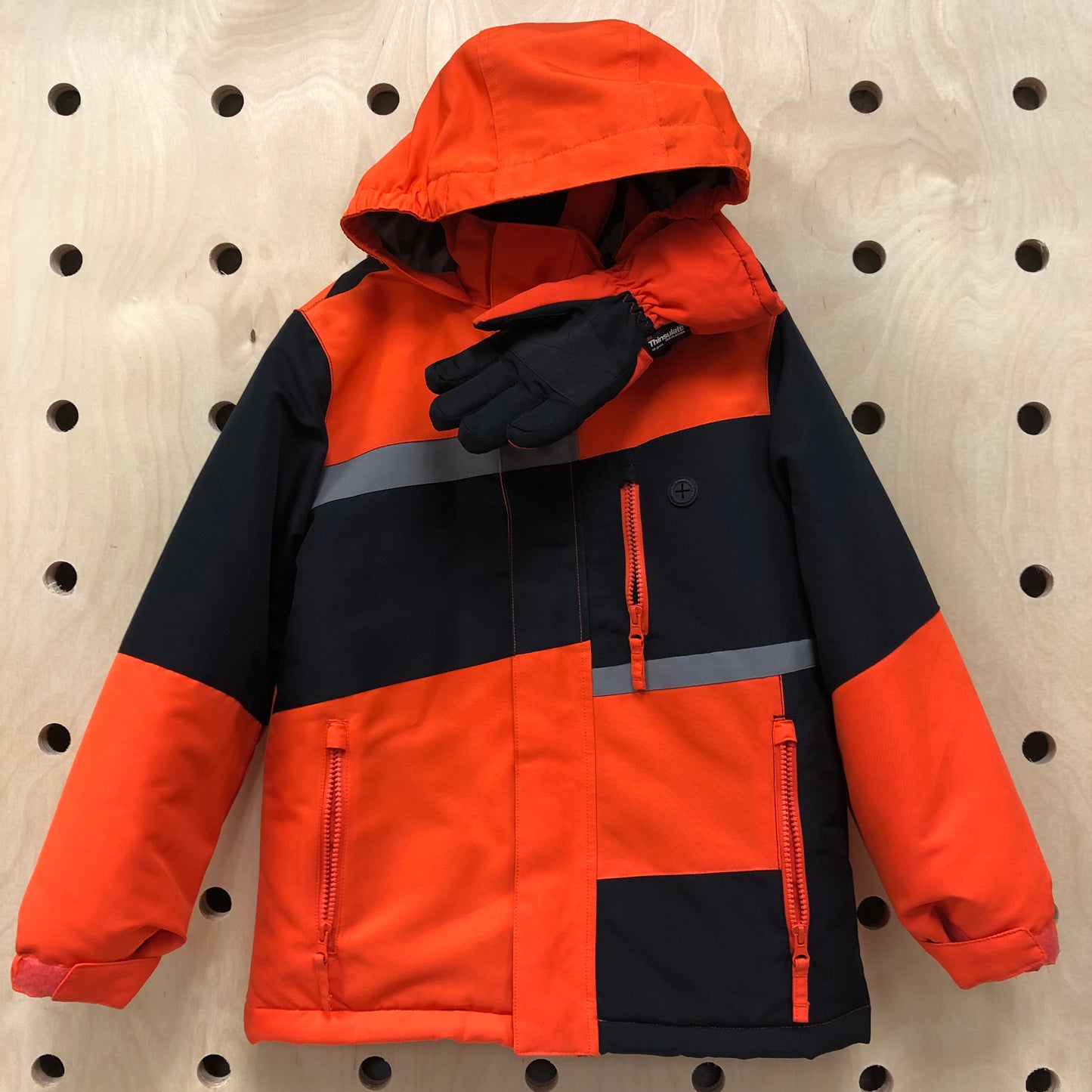Org/Blk Lined Jacket + Gloves