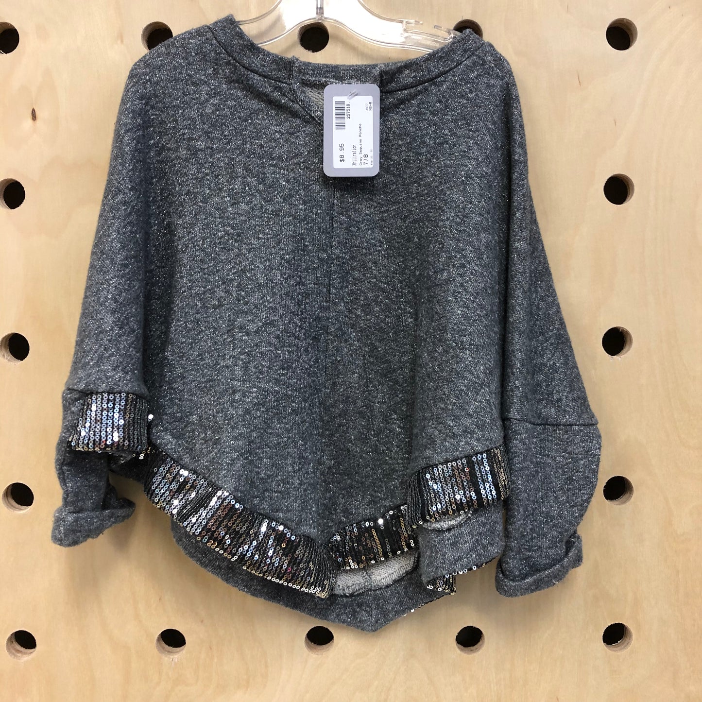 Grey Sequins Poncho