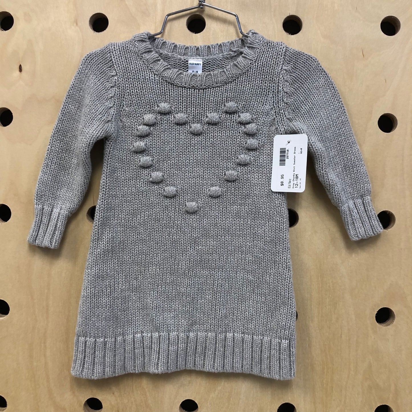 Grey Chunky Knit Sweater Dress
