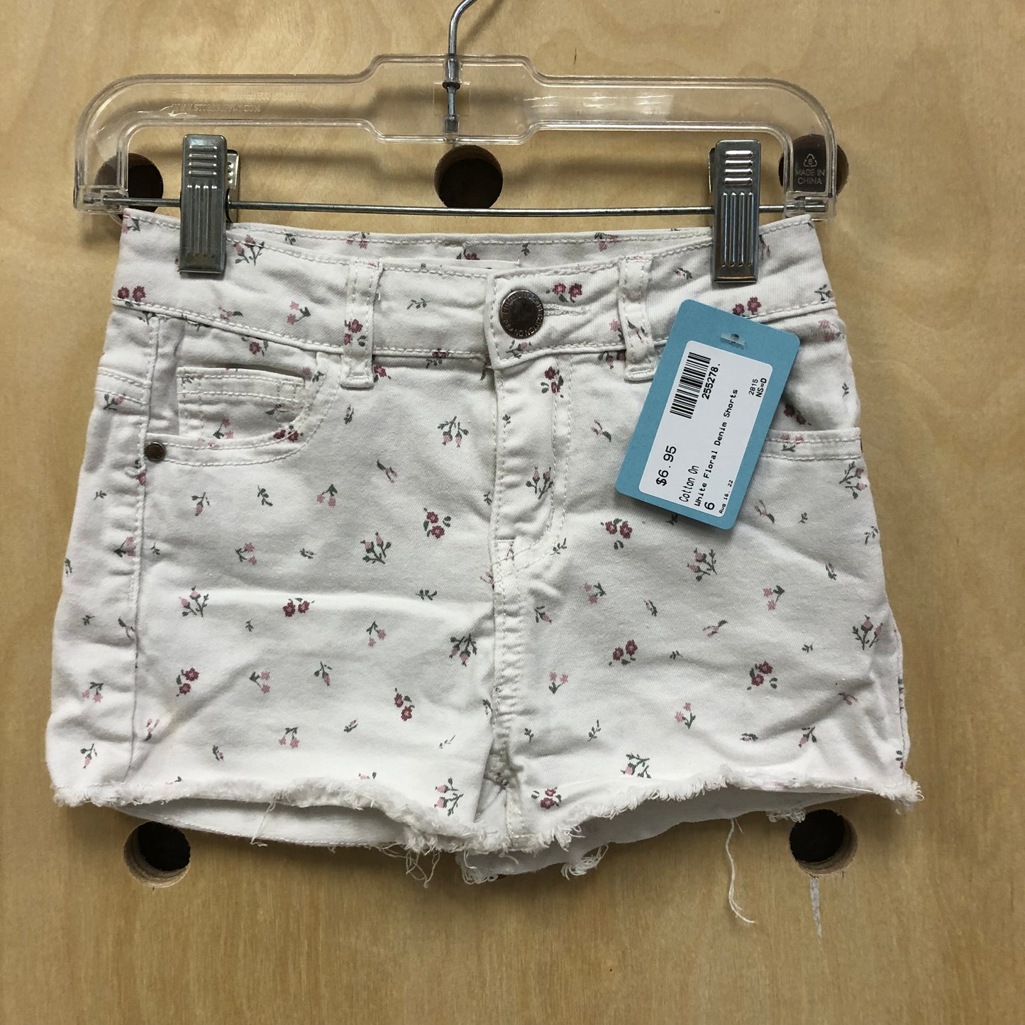 White Floral Denim Shorts