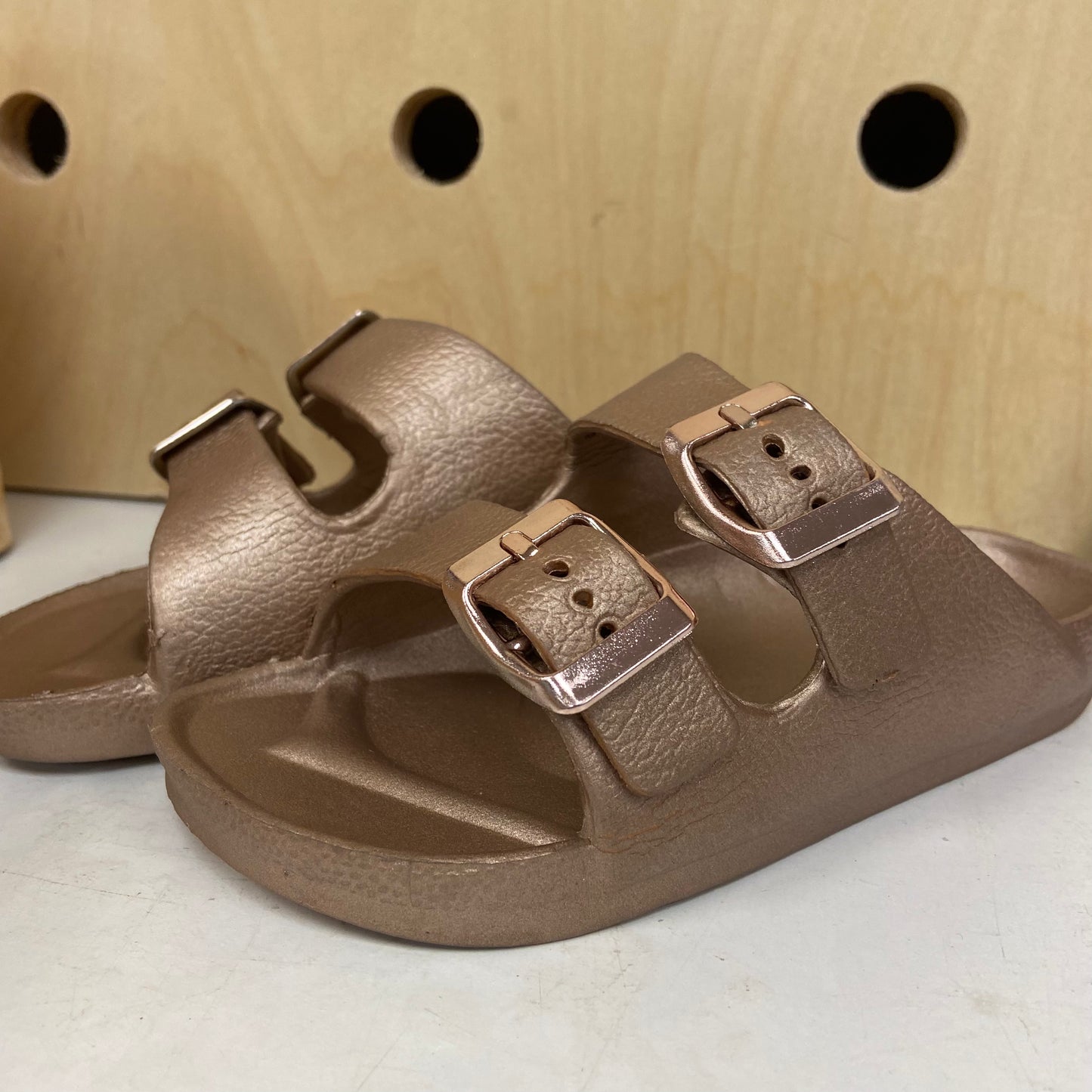 Rose Glod Slide On Sandals