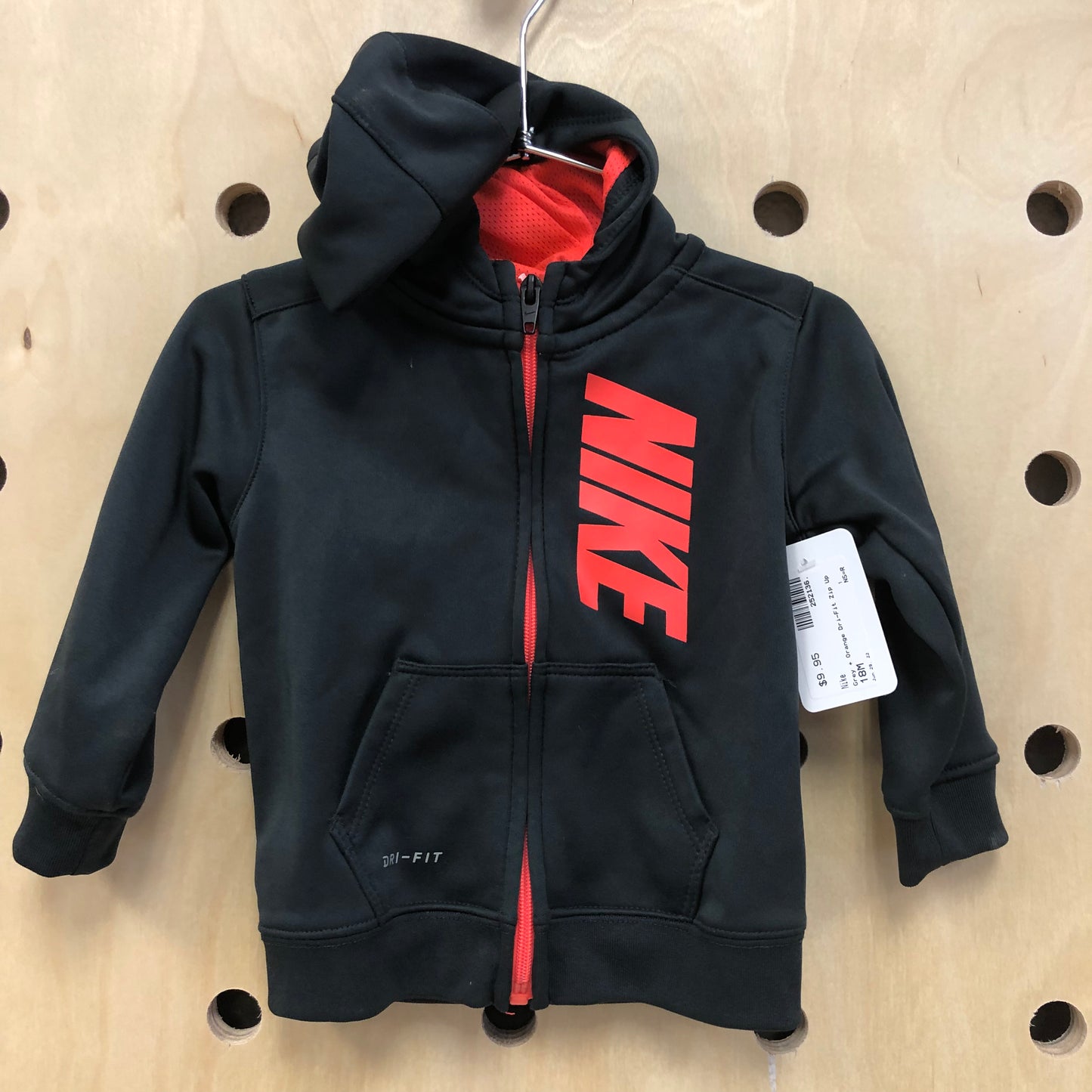 Grey + Orange Dri-Fit Zip Up