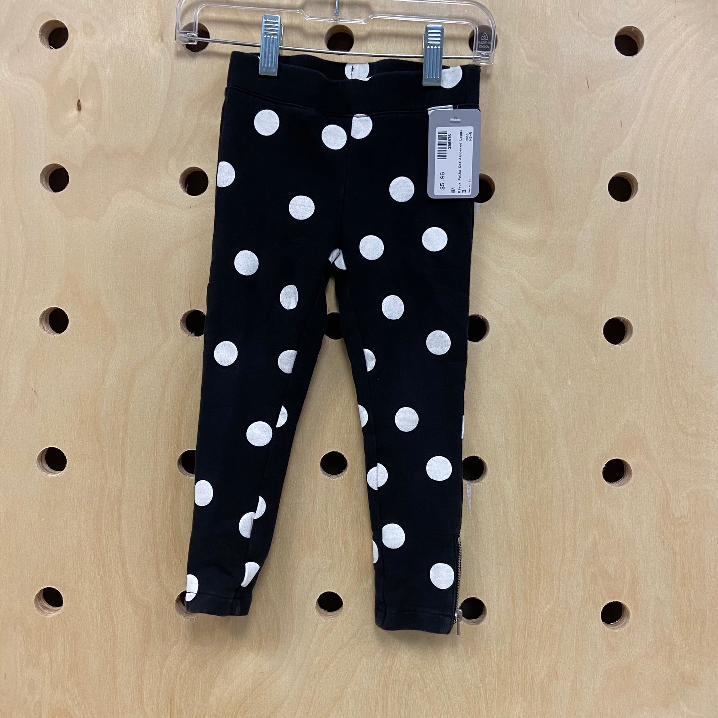 Black Polka Dot Zippered Leggi