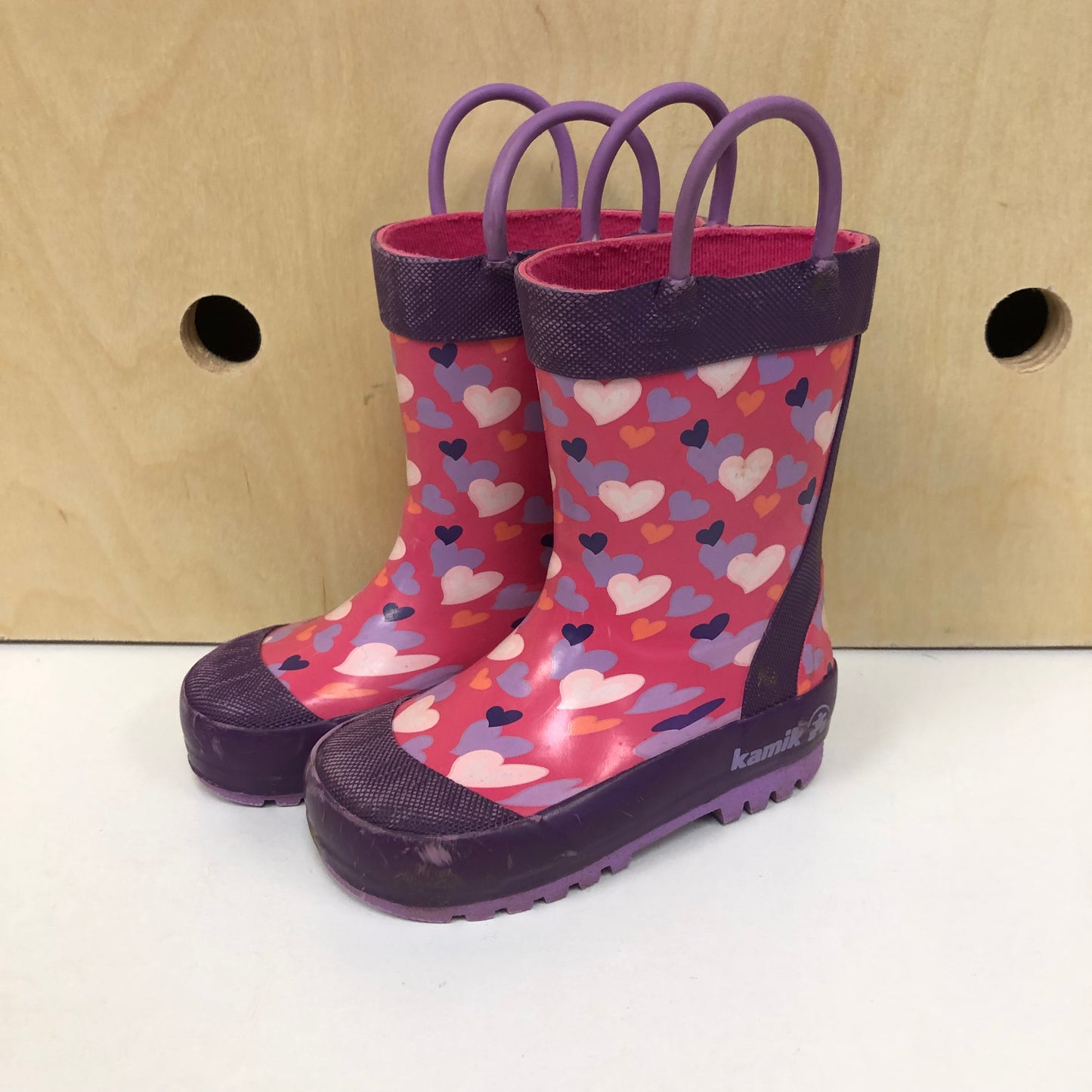 Pink + Purple Hearts Rainboots