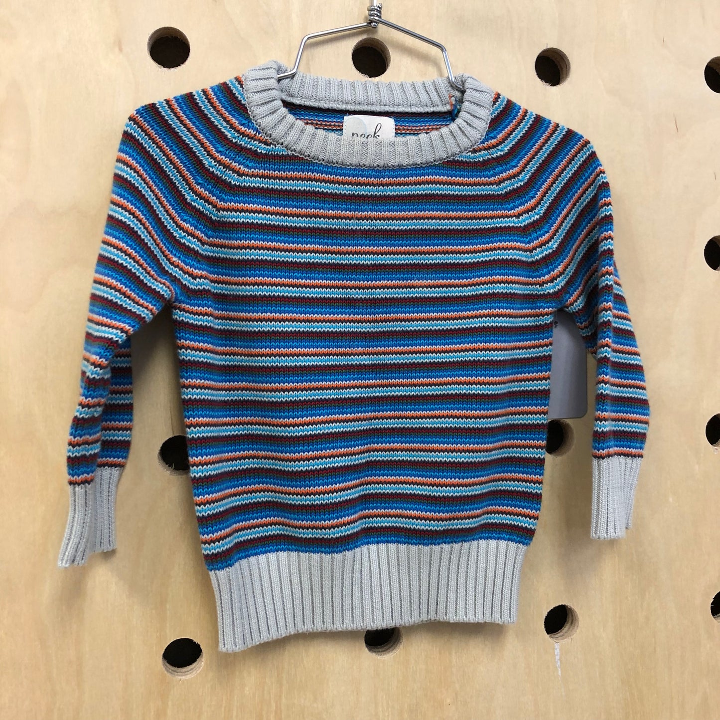 Grey Striped Knit Sweater