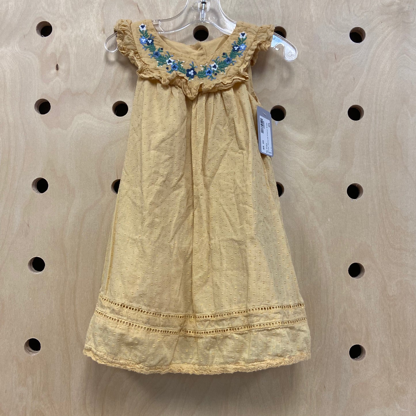 Yellow Textured Floral Dress