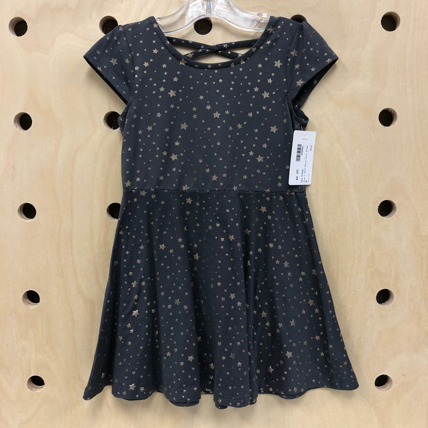 Grey + Gold Stars Twirl Dress