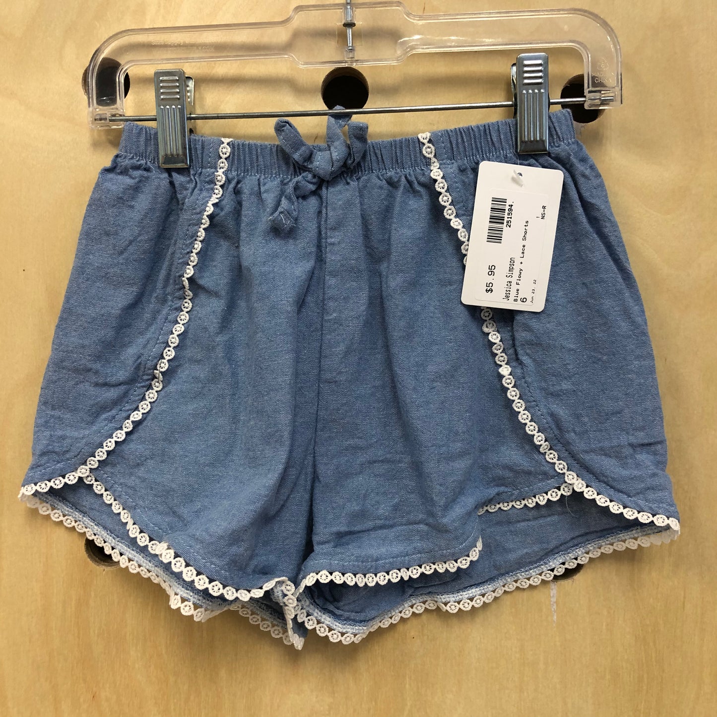 Blue Flowy + Lace Shorts