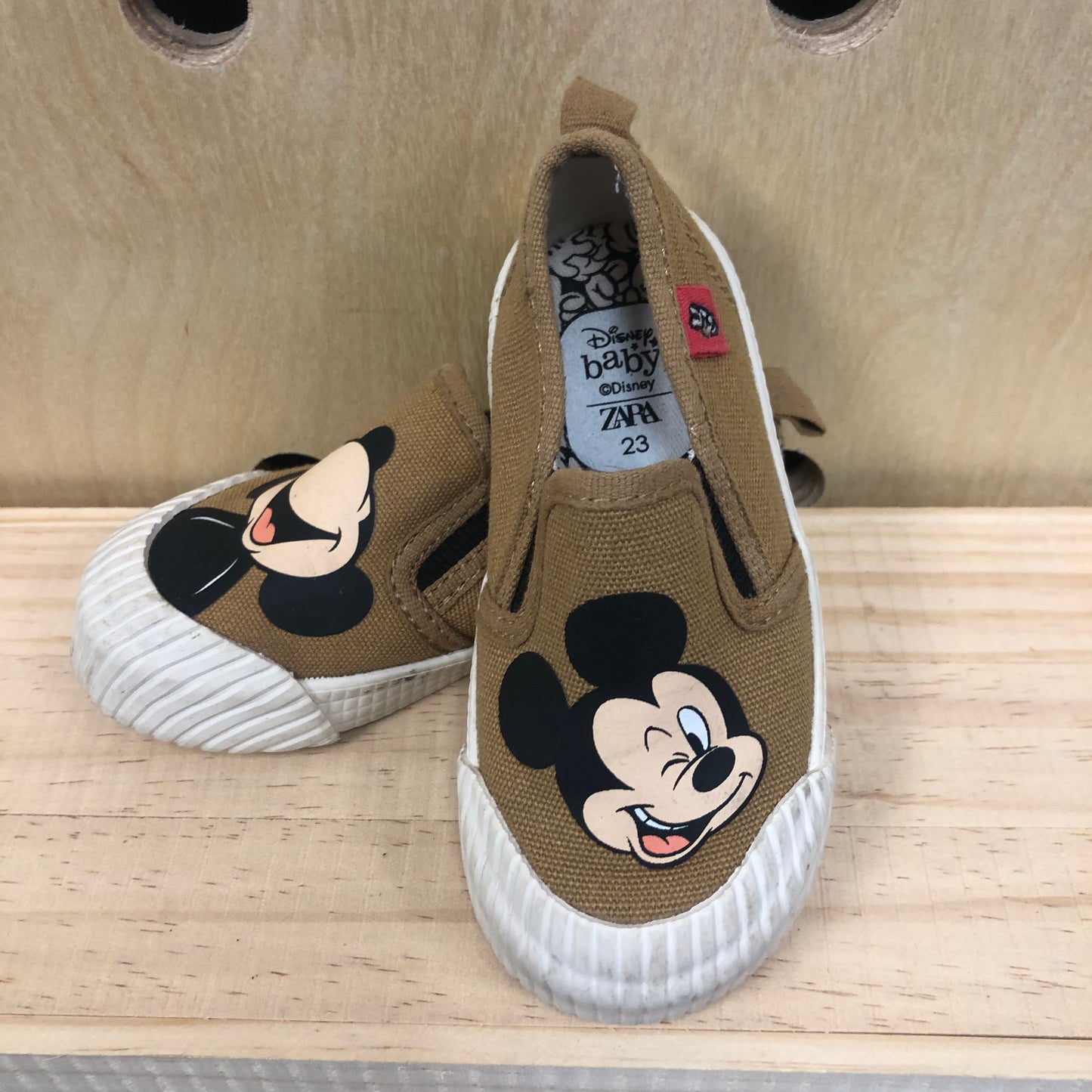Tan Mickey Slip Ons