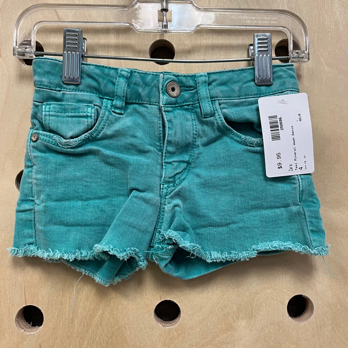 Teal Mineral Wash Denim Shorts