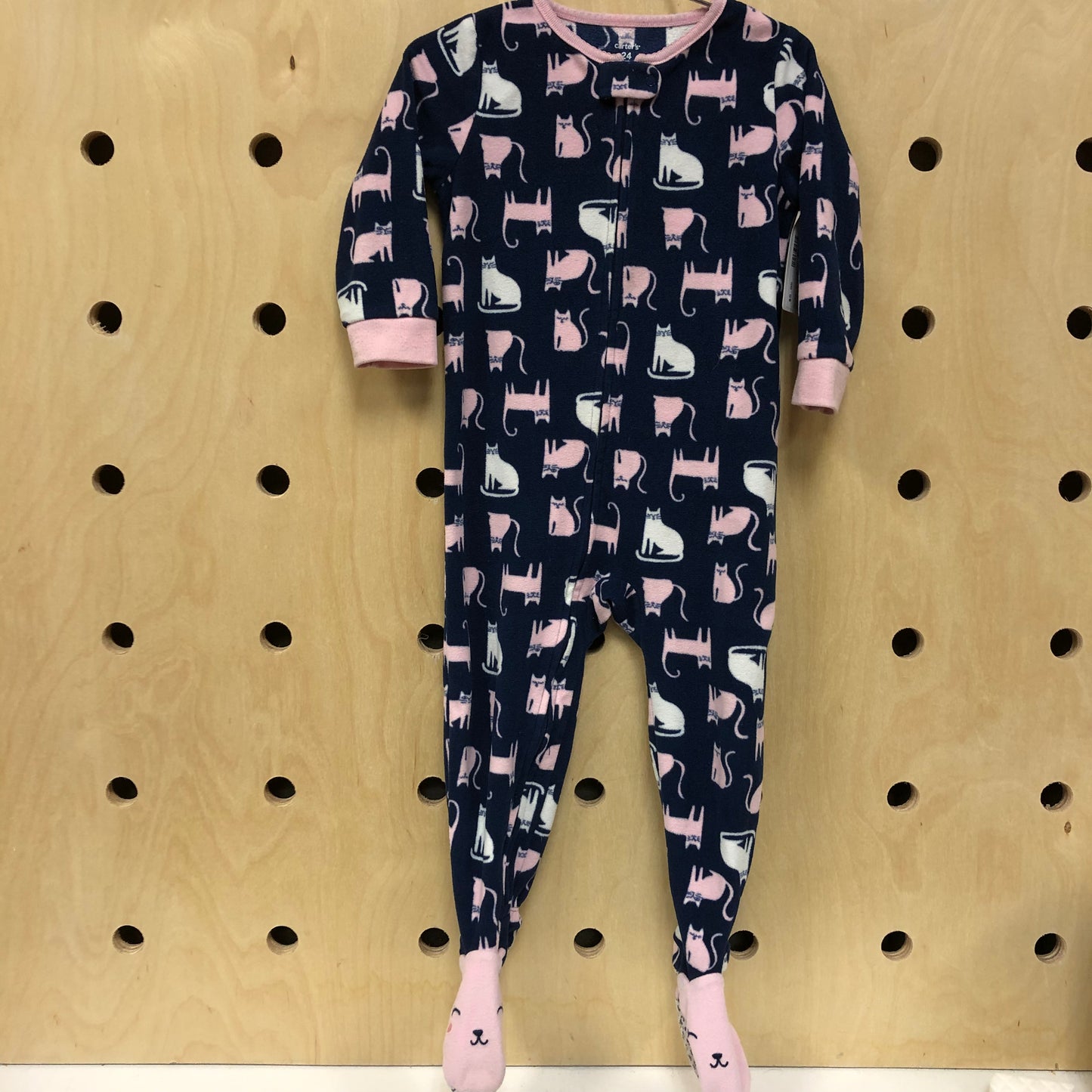 Navy/Pink Fleece Footies