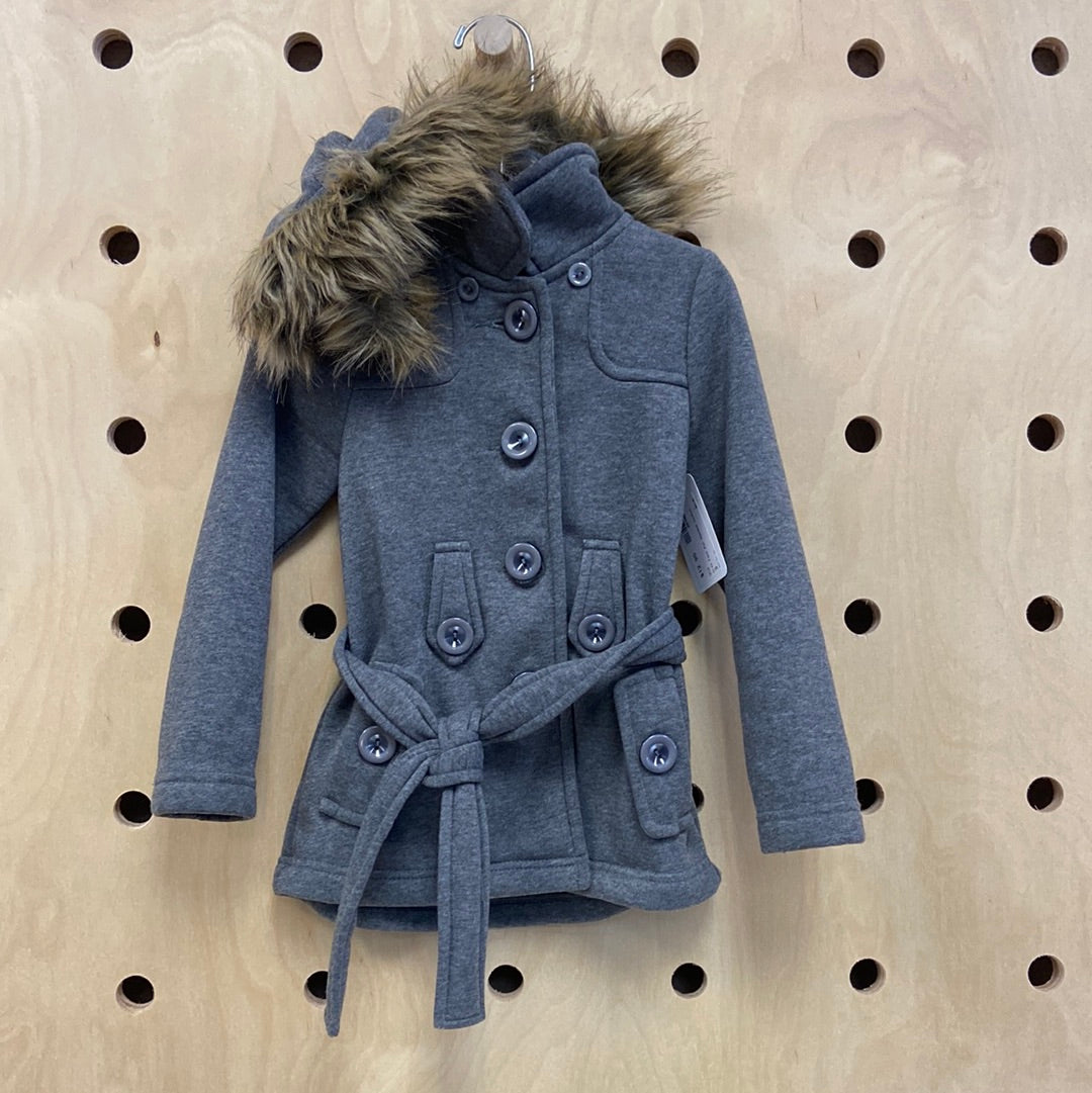 Grey Faux Fur Hooded Jacket