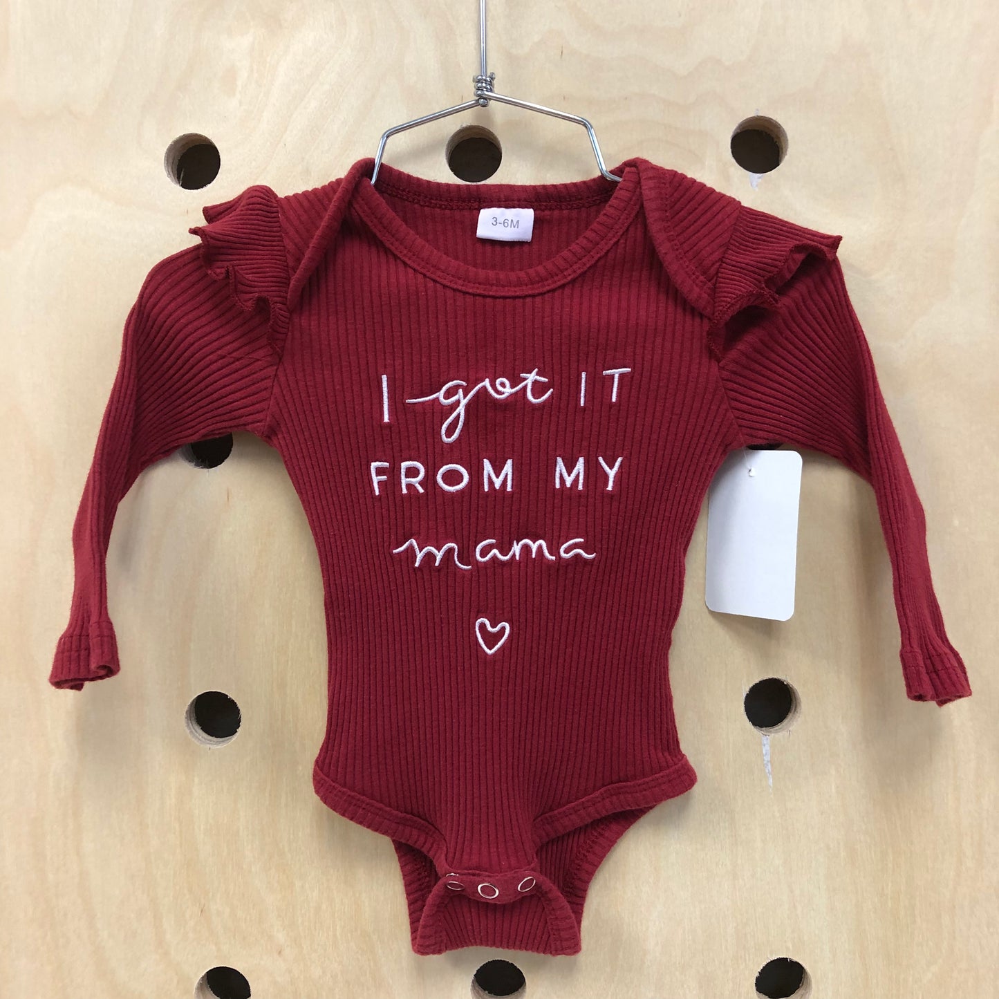 My Mama Red Ribbed Bodysuit