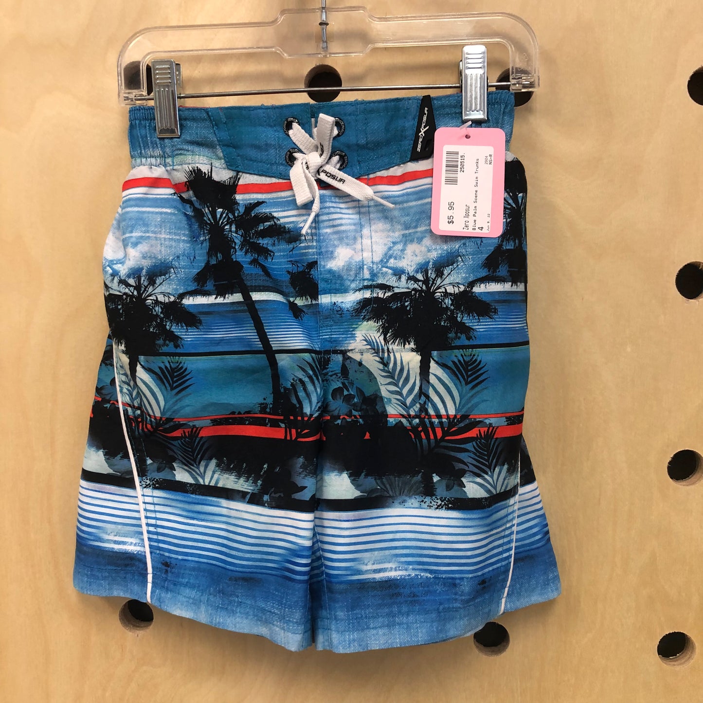 Blue Palm Scene Swim Trunks