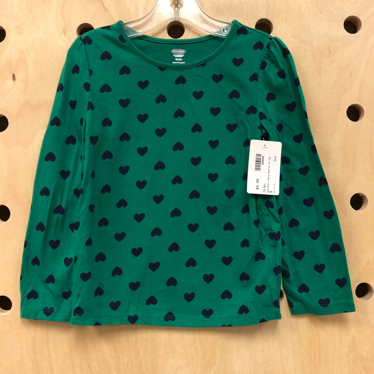 Emerald + Navy Hearts LS Tee