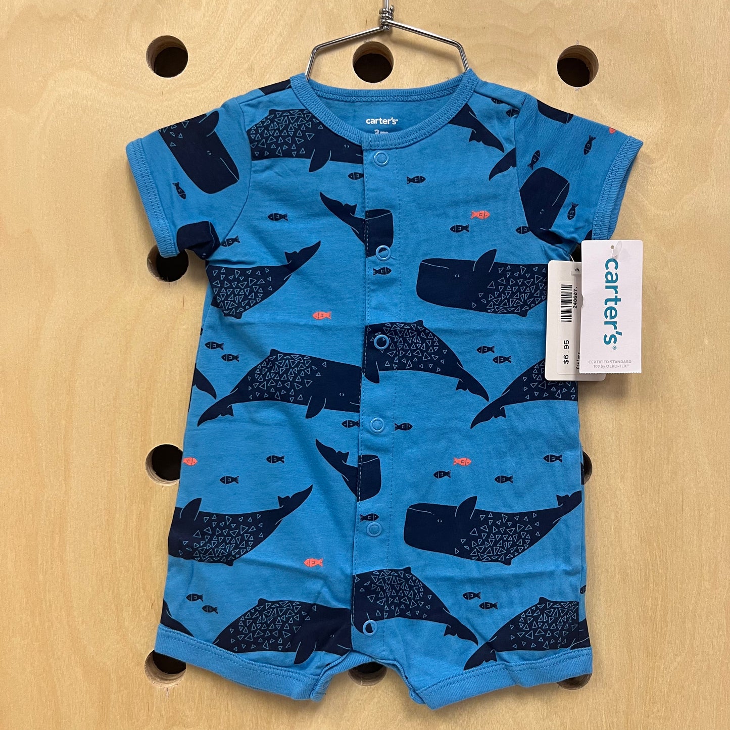 Whales Button Up Romper NEW