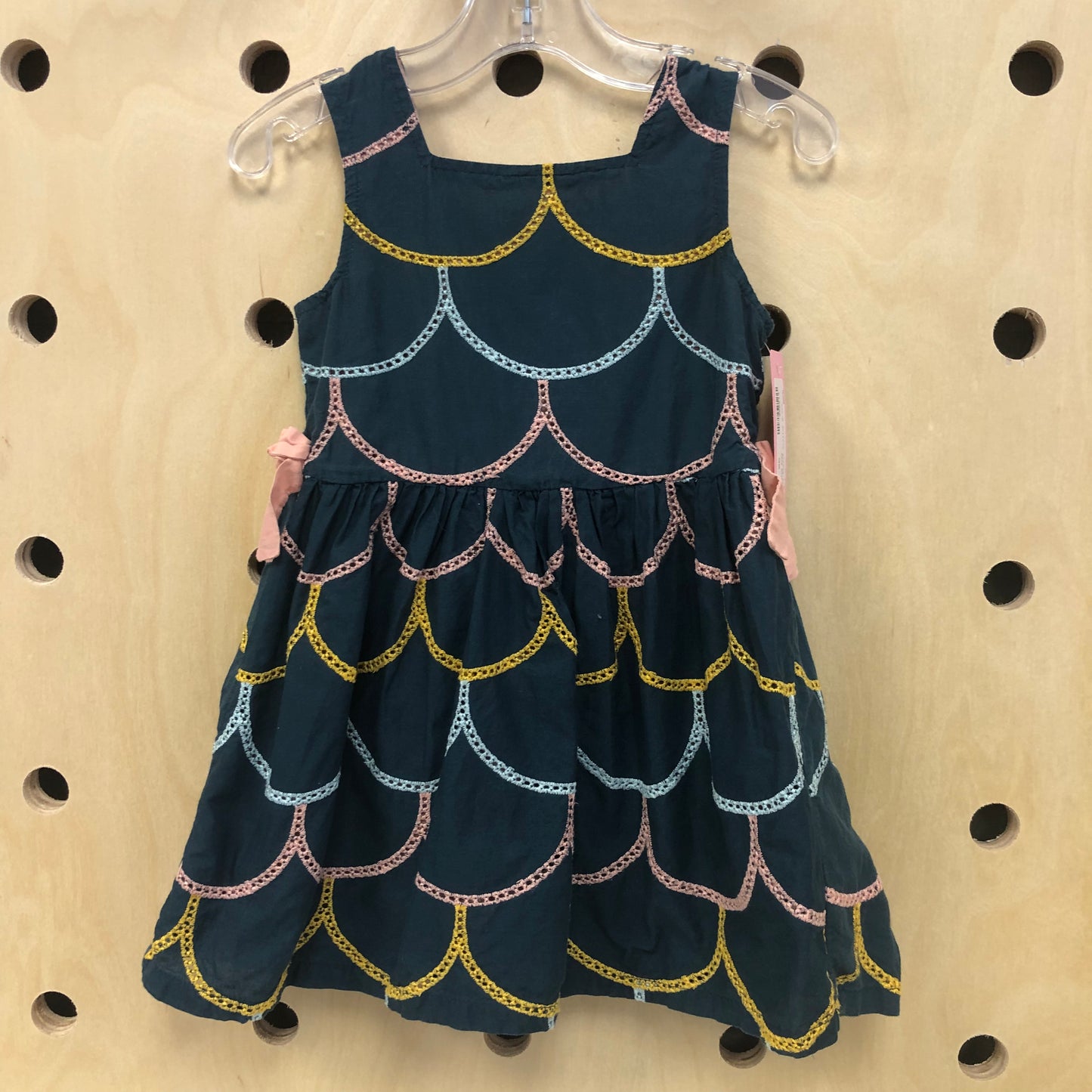 Teal Eyelet Scallop Dress