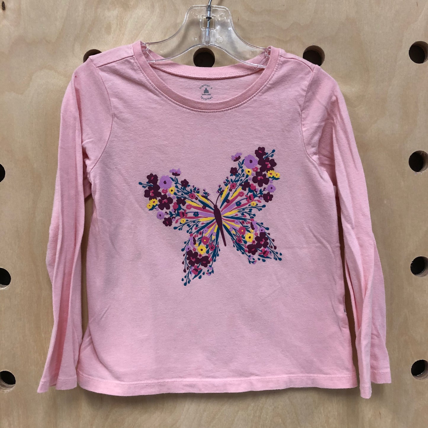Pink Floral Butterfly LS Tee