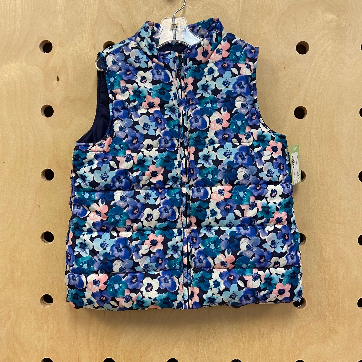 Blue Floral Puffer Vest