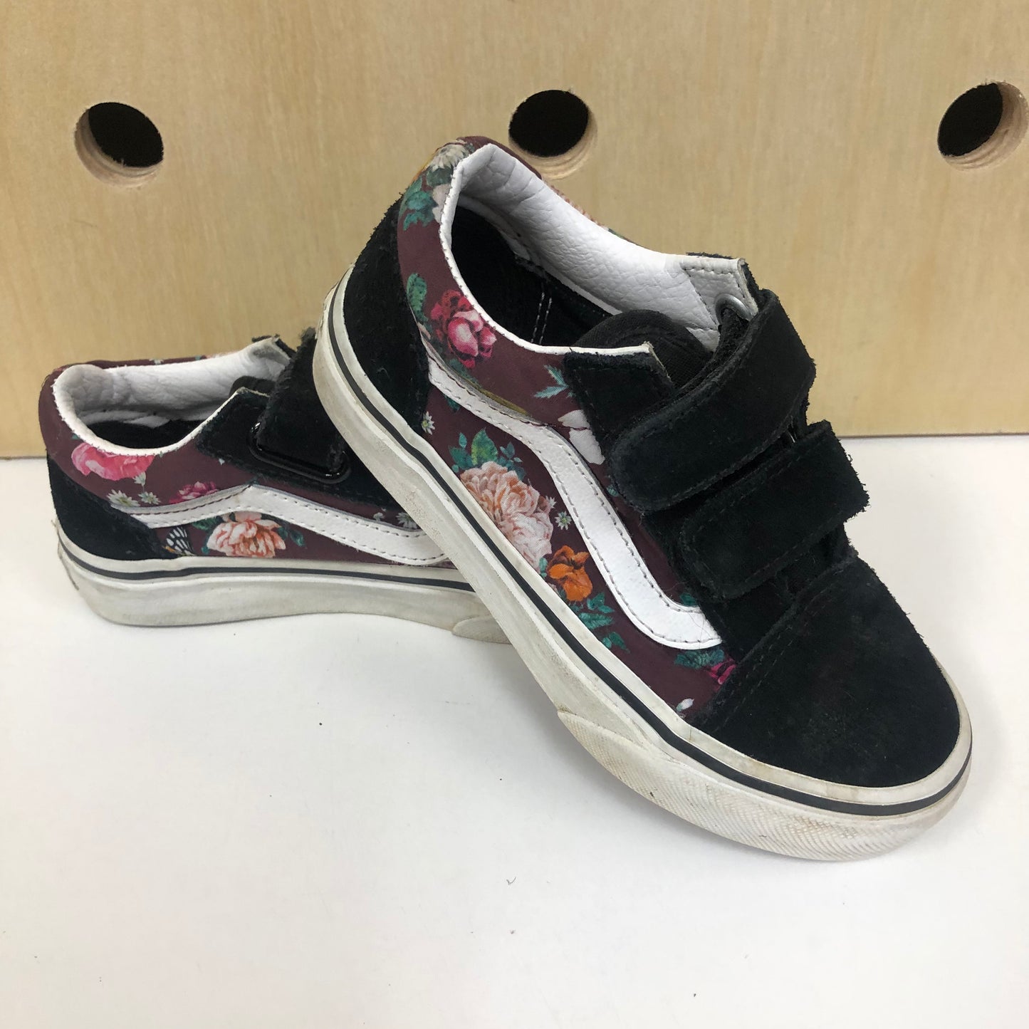 Black Foral Velcro Shoes