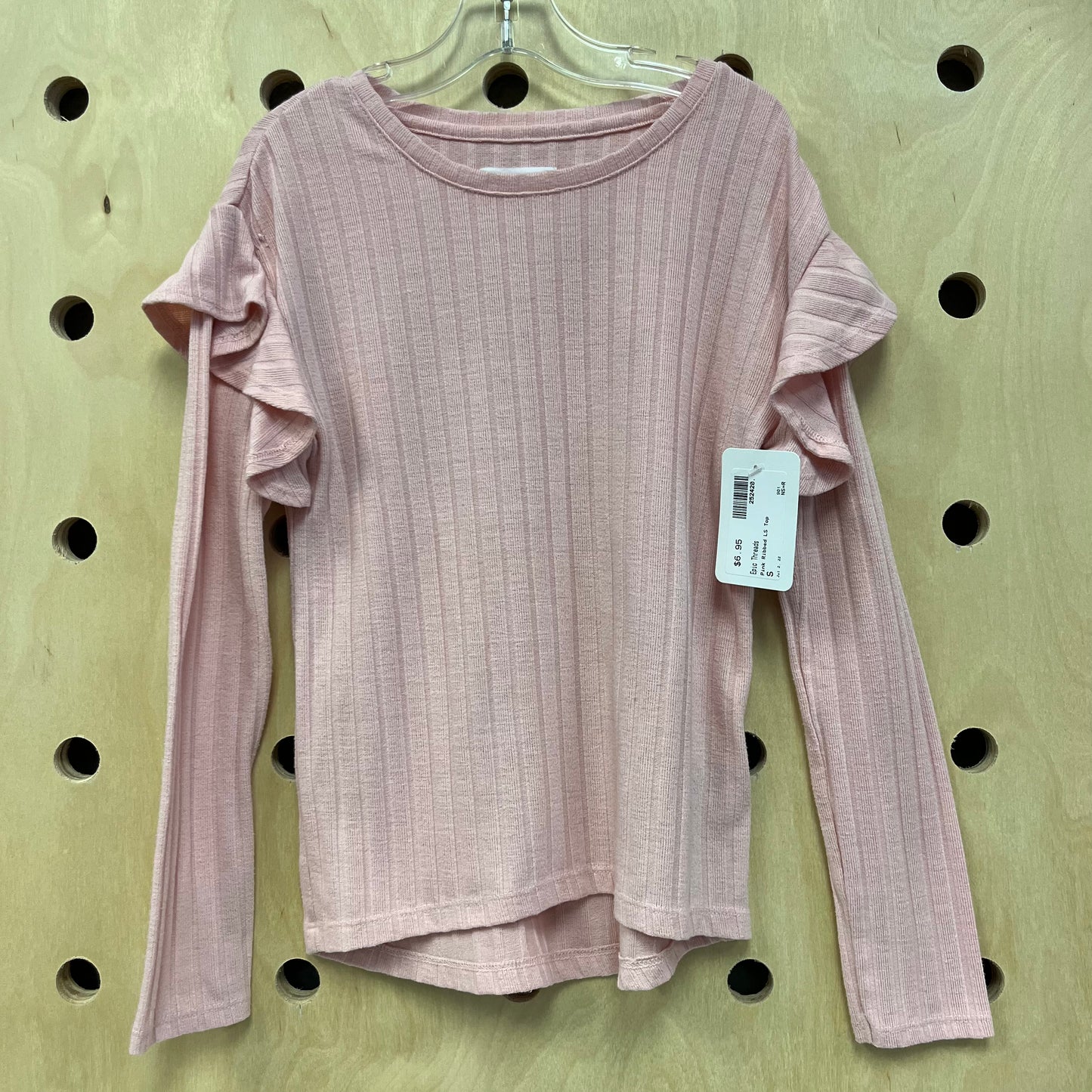 Pink Ribbed LS Top
