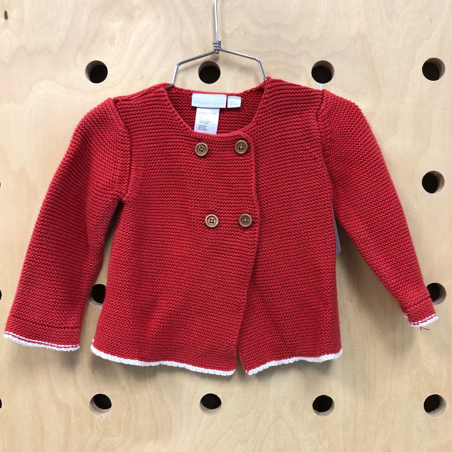 Red Knit Button Sweater