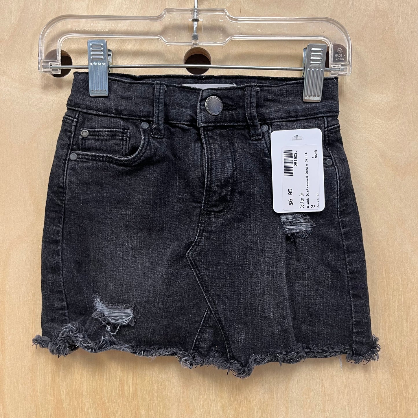 Black Distressed Denim Skirt