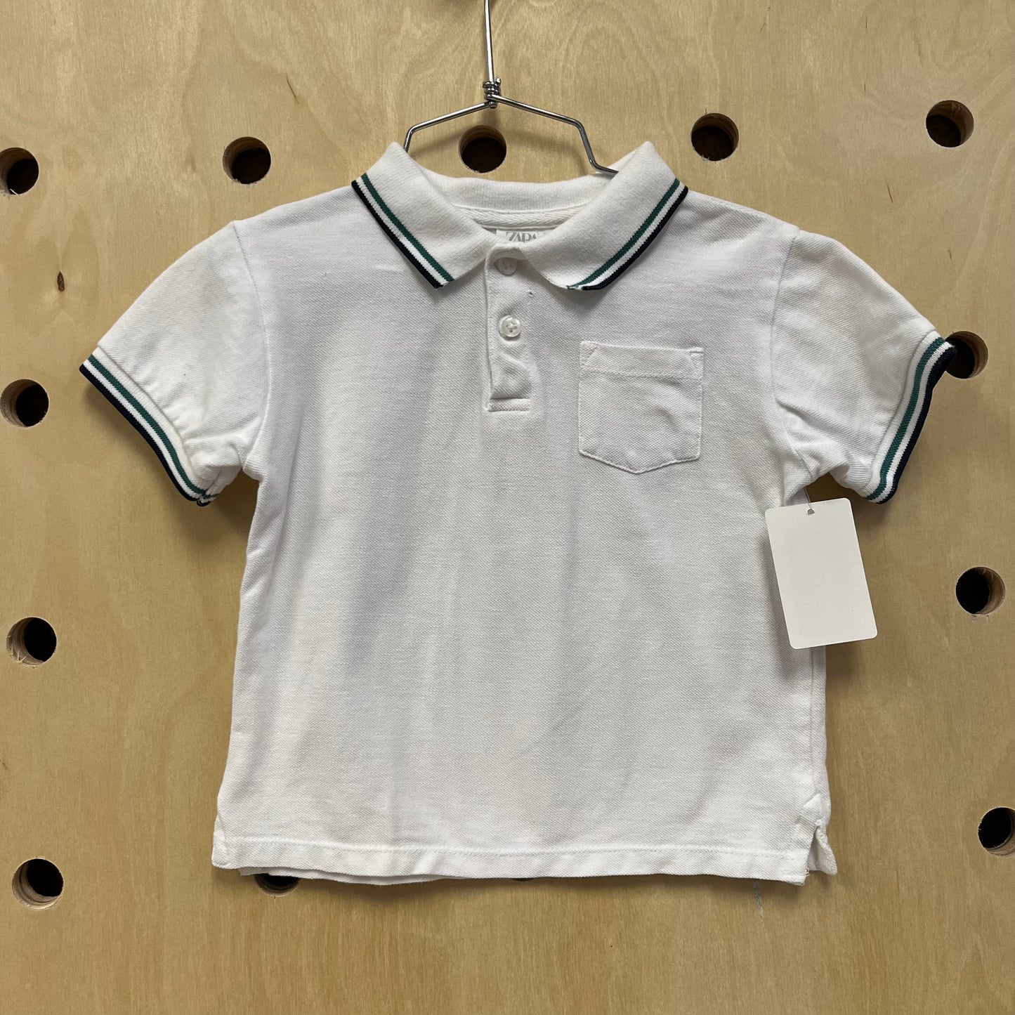 White + Green Cuffs Polo