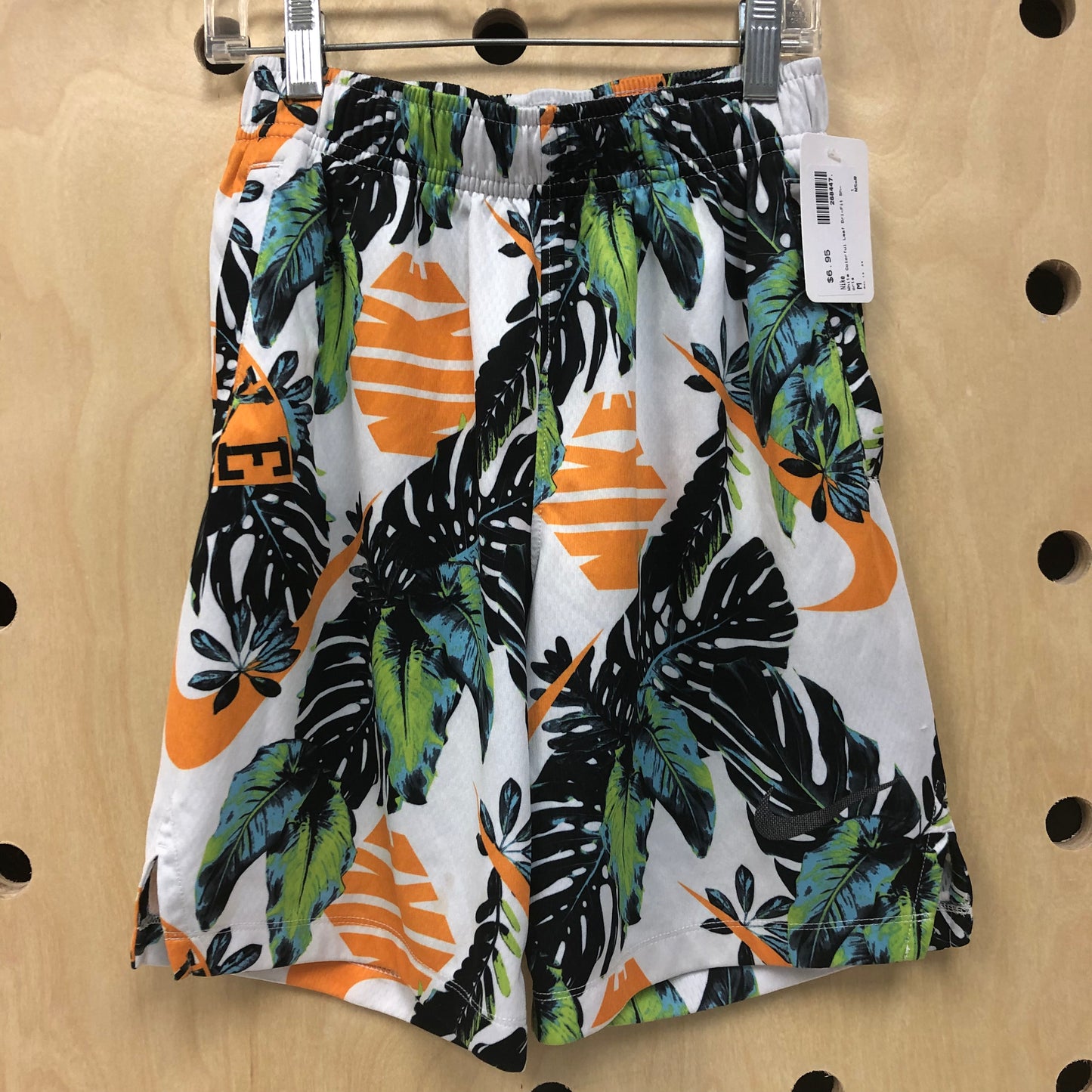 White Colorful Leaf Dri-Fit Shorts