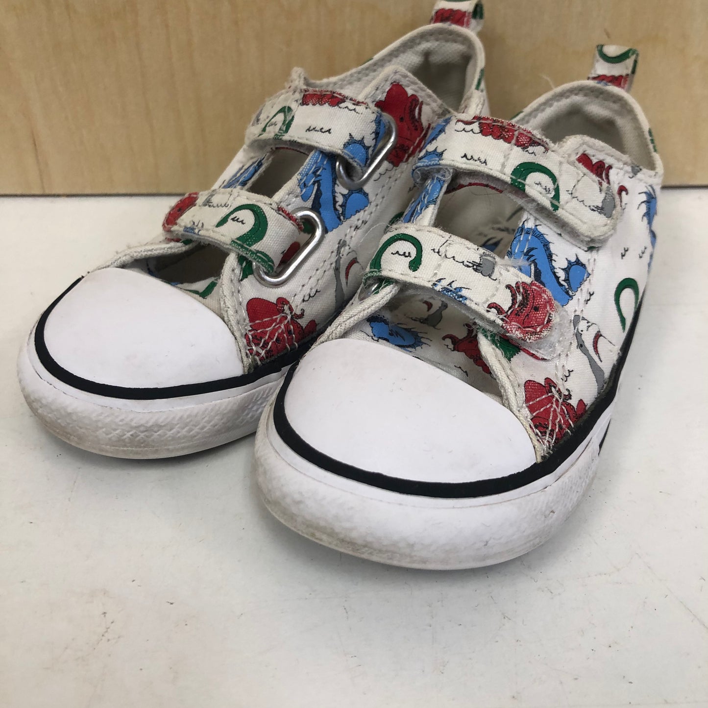 White Dino Velcro All Stars