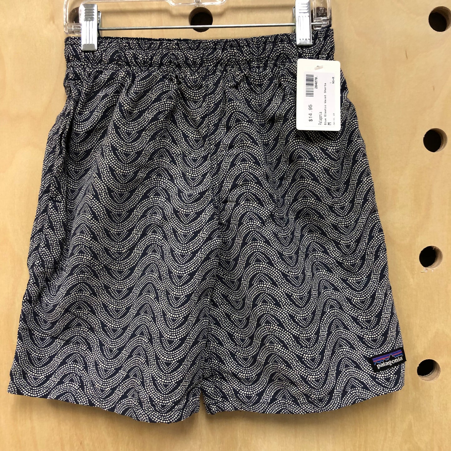 Blue Elastic Waist Shorts