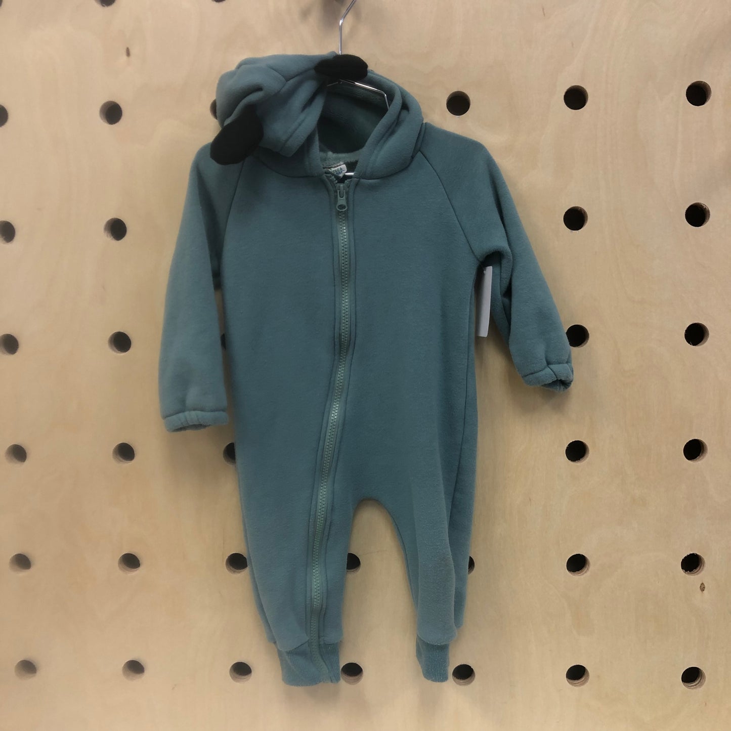 Teal Fleece Hooded Bear Ear Romper