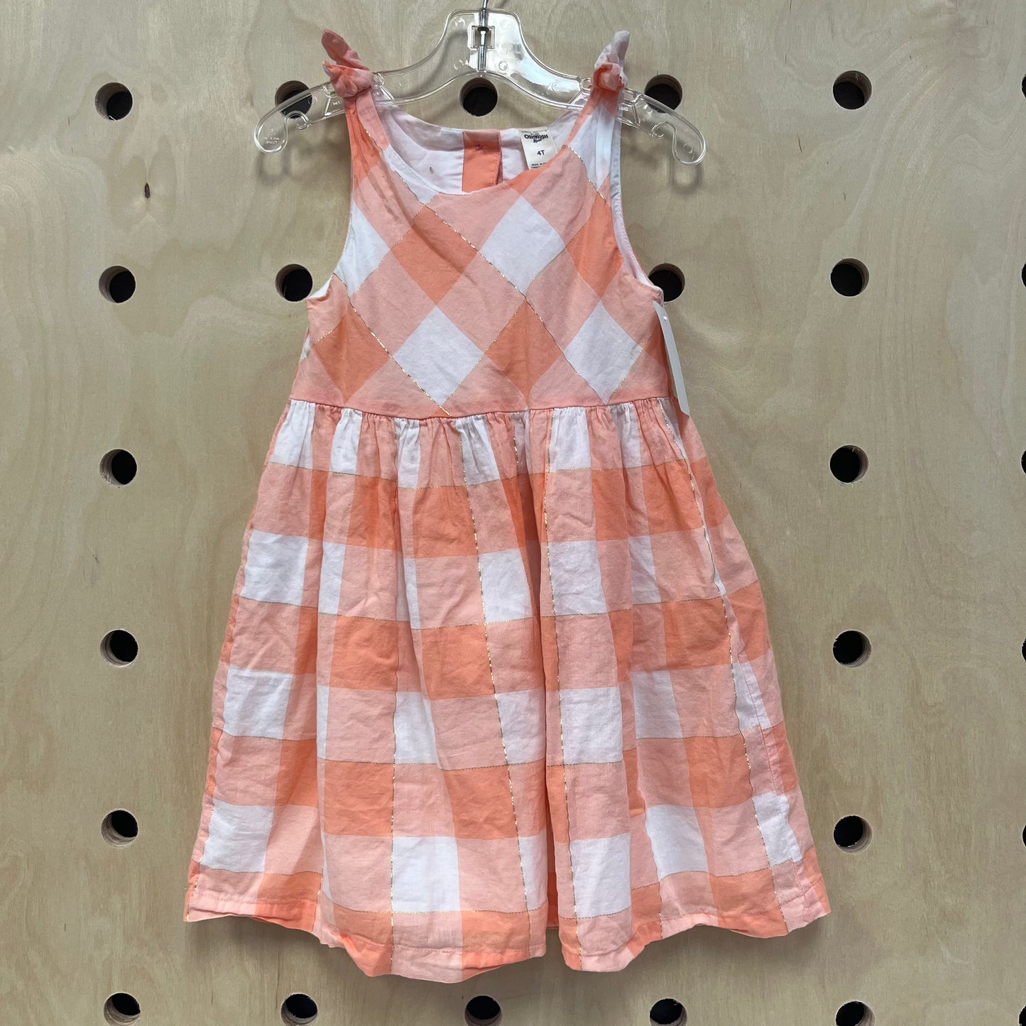 Peach + White Plaid Dress