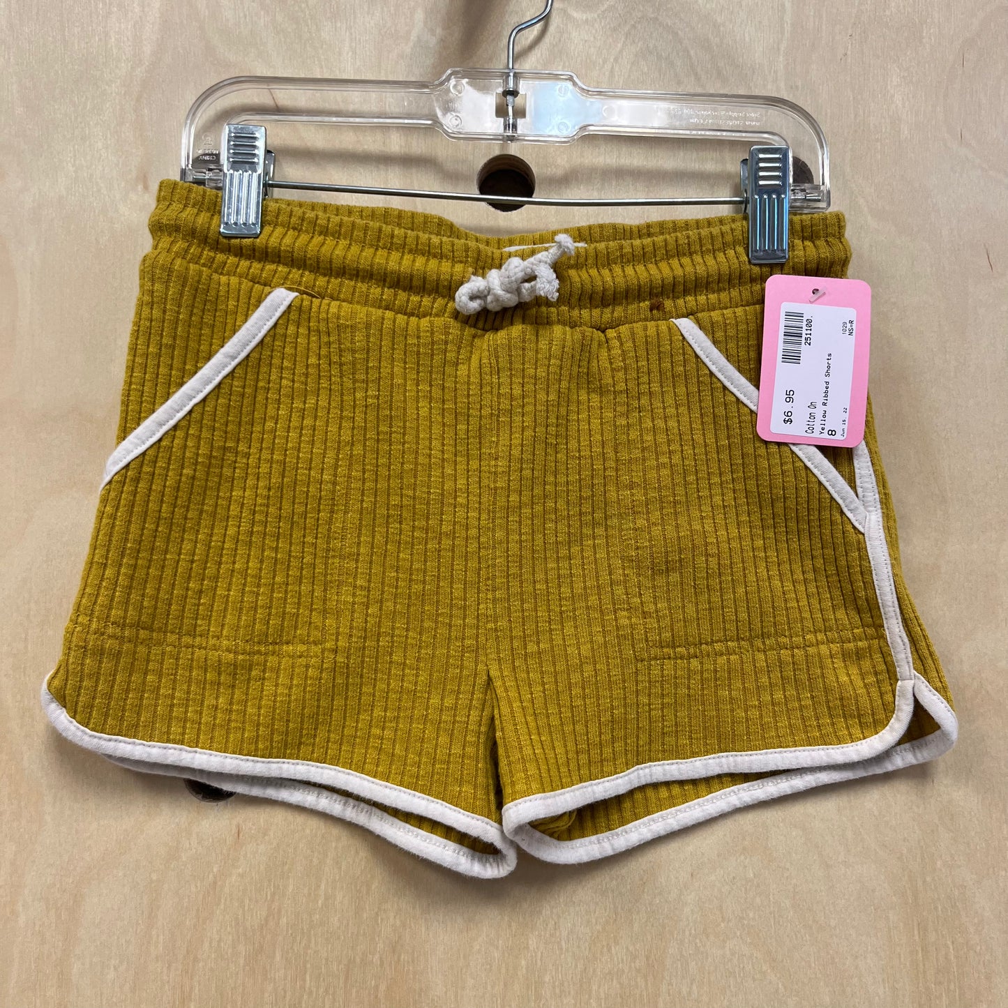 Yellow Ribbed Shorts