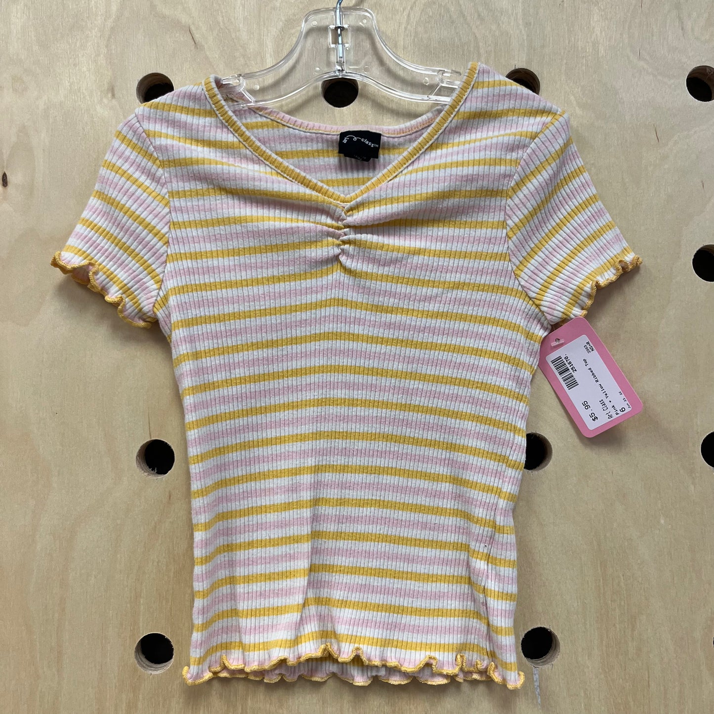 Pink + Yellow Ribbed Top