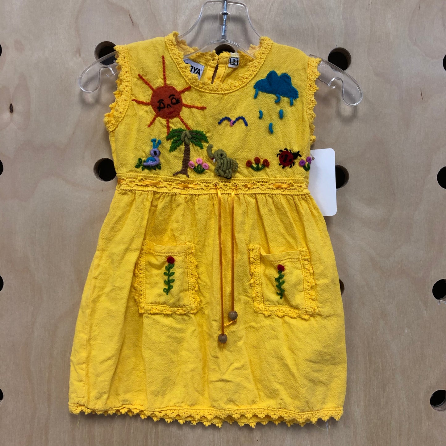 Yellow Gauze Lace Dress