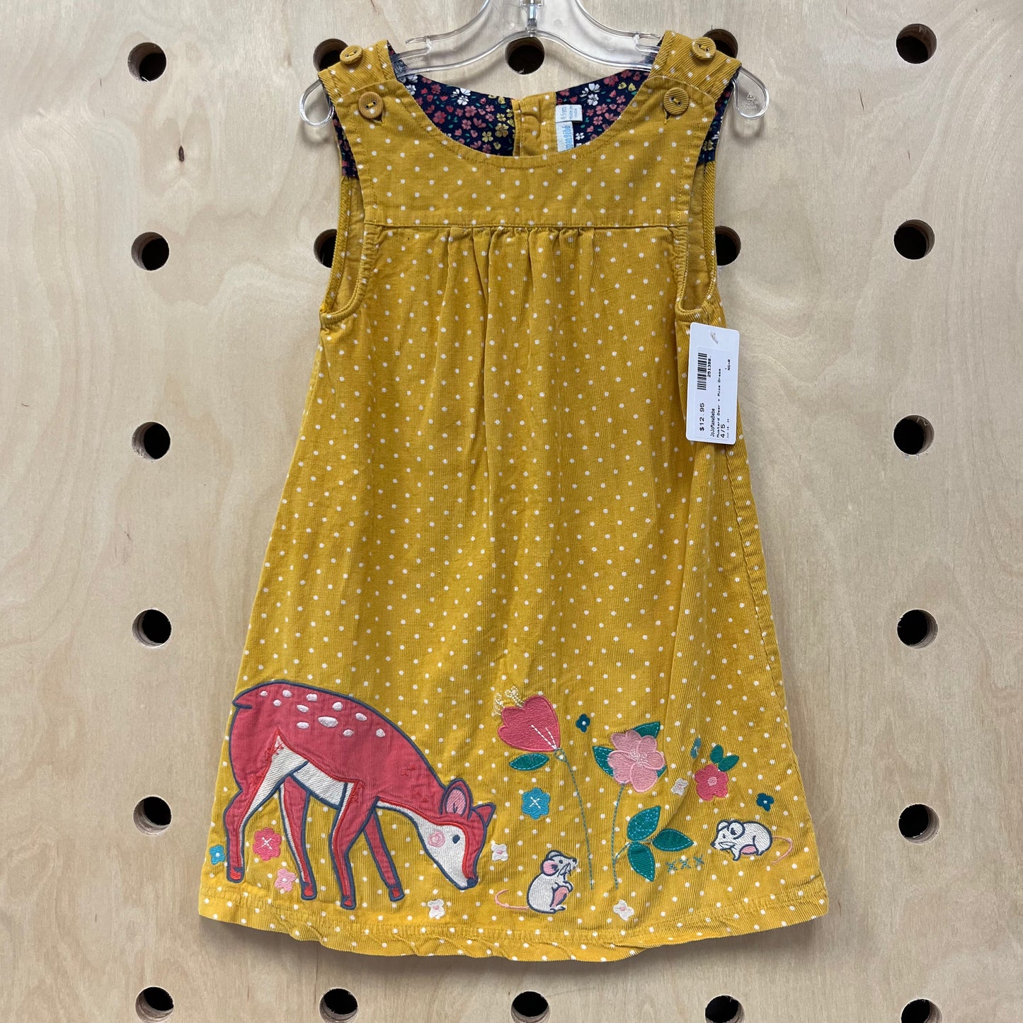 Mustard Cord Deer+Mice Jumper