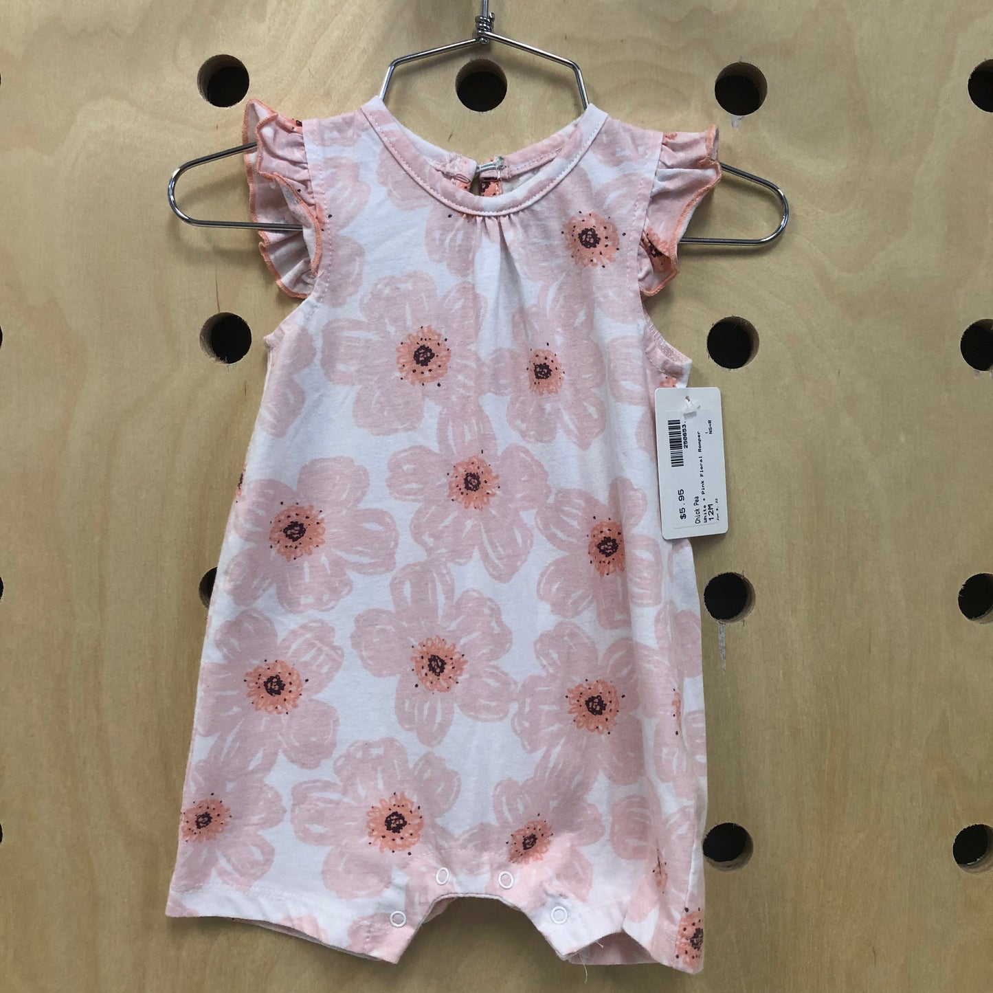 White + Pink Floral Romper