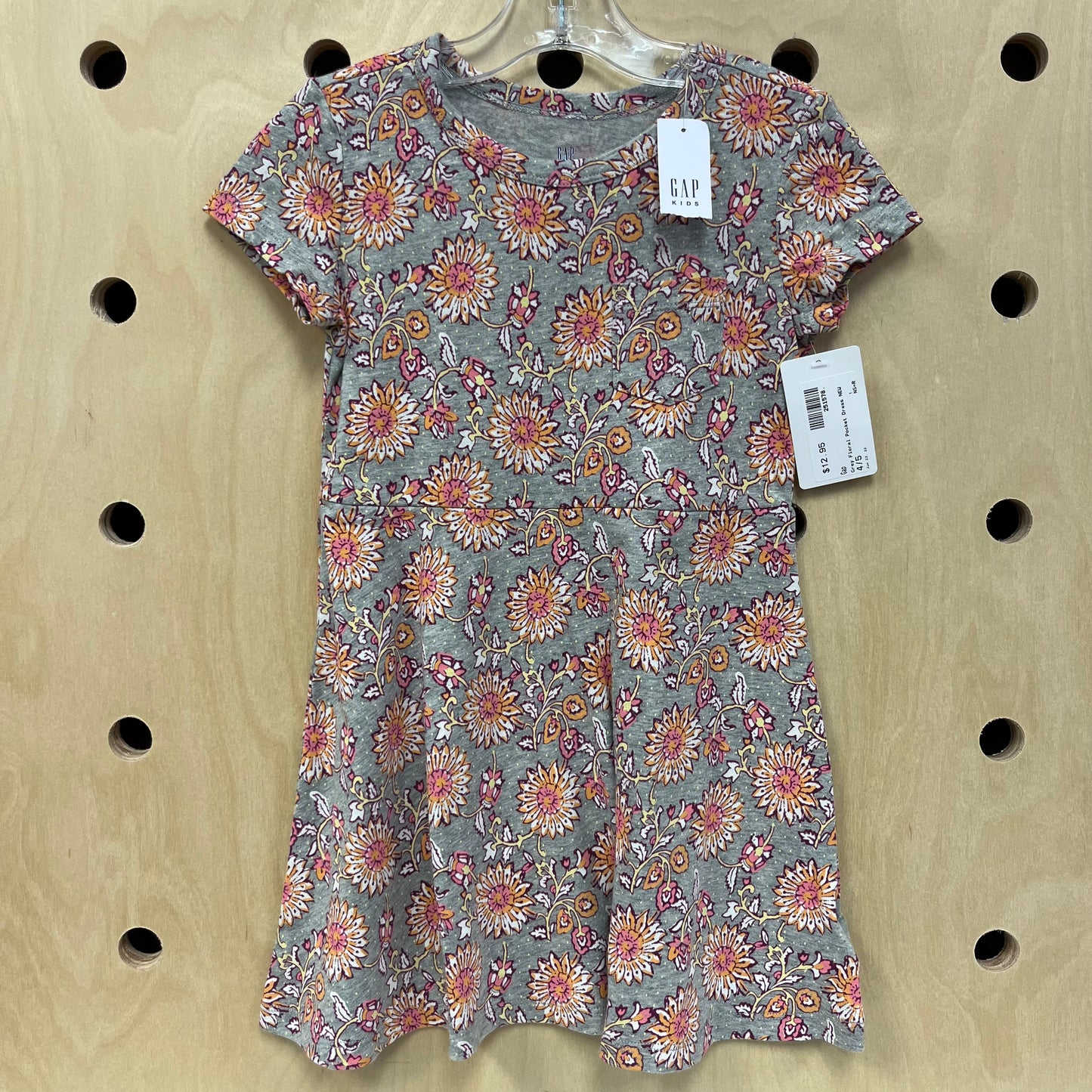 Grey Floral Pocket Dress NEW