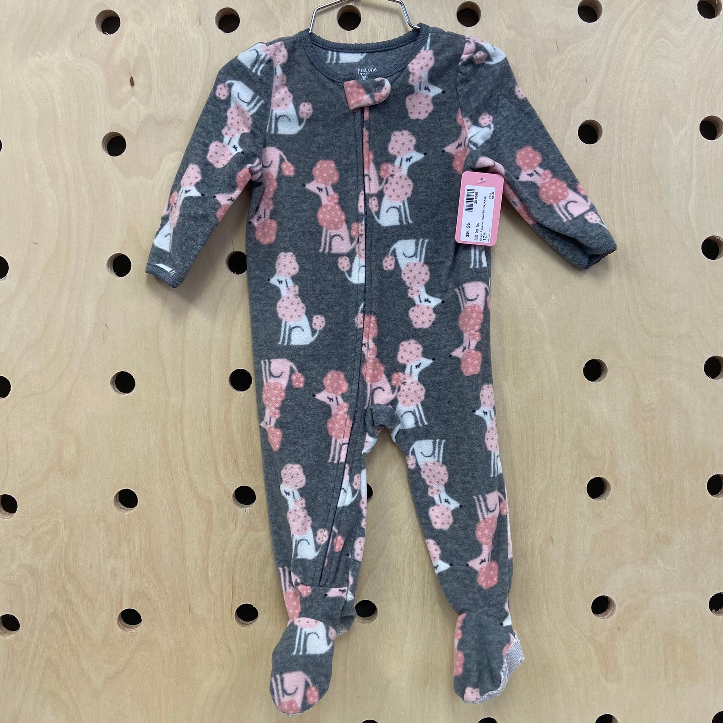 Grey Fleece Poodle Pajamas