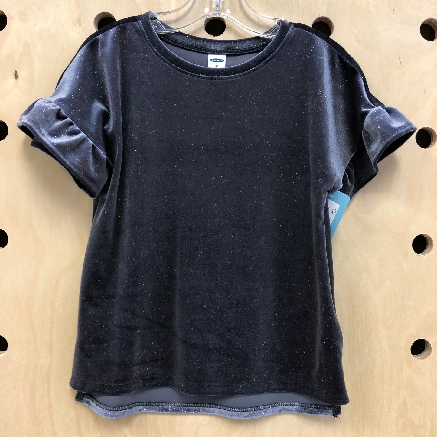 Grey Glitter Velour Top NEW!