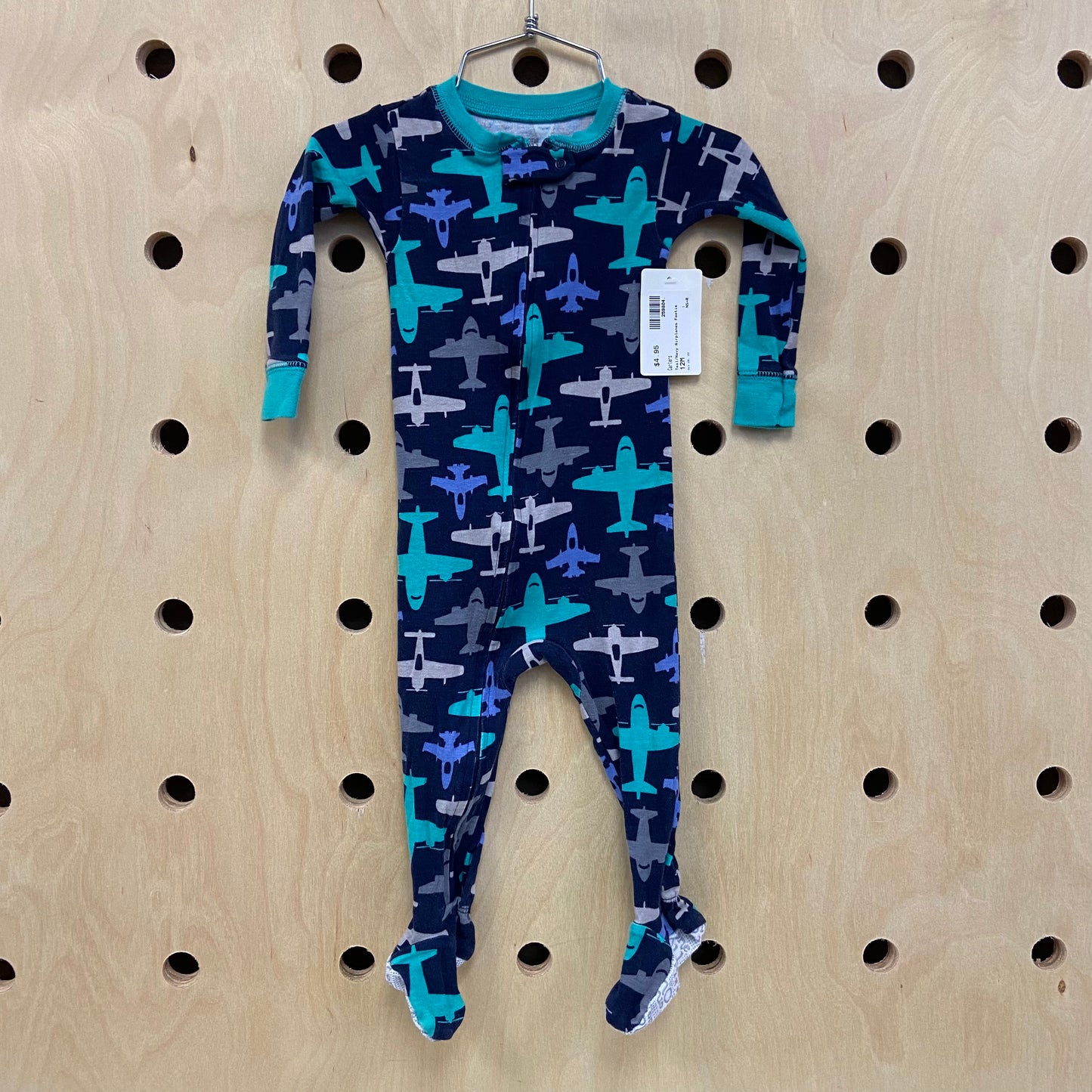 Teal/Navy Airplanes Footie