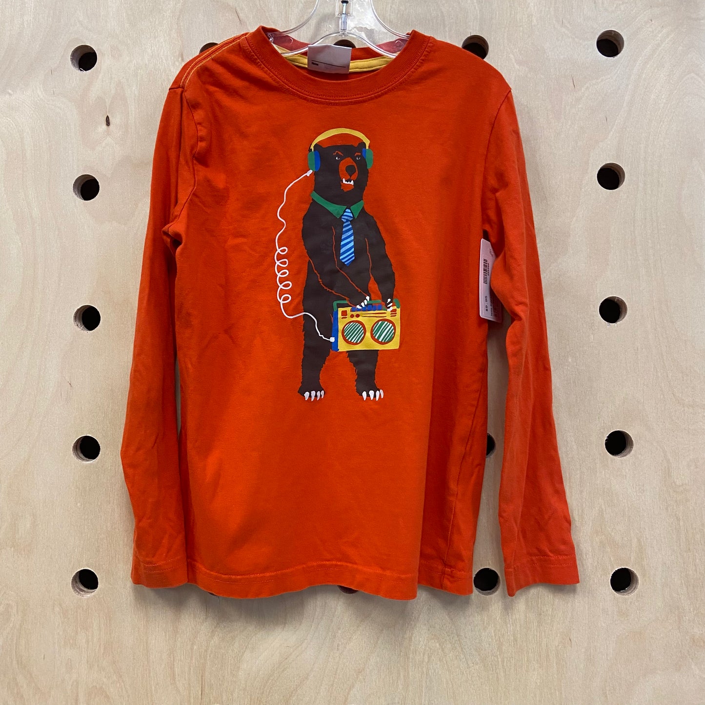 Orange Boombox Bear LS Tee