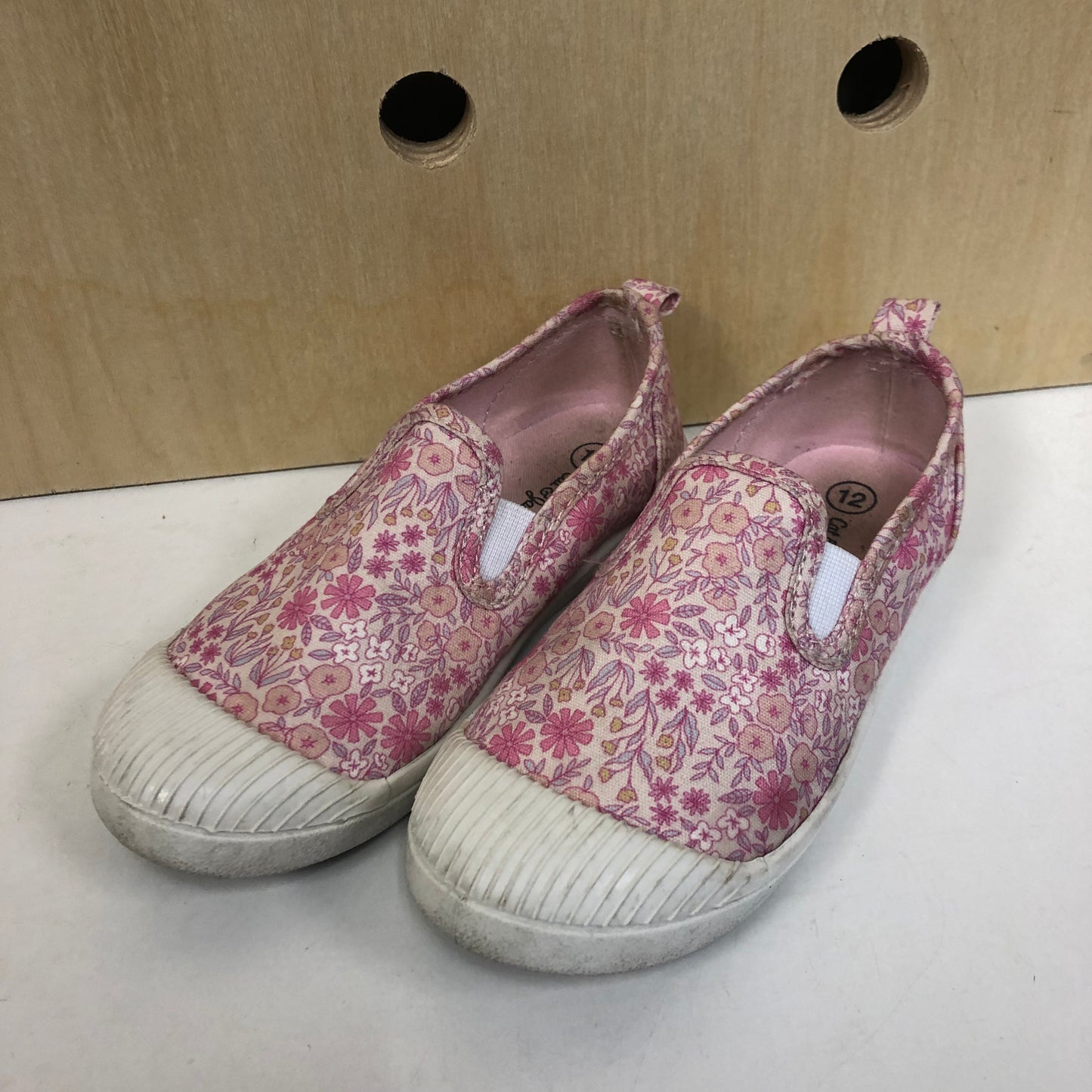 Pink Floral Slip Ons